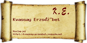 Kvassay Erzsébet névjegykártya